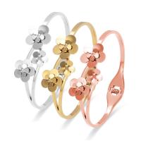 Titanium Steel Bangle, Flower, fashion jewelry & for woman & with rhinestone, more colors for choice, 58x15x48mm, Sold By PC
