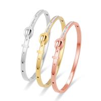Titanium Steel Bangle, fashion jewelry & Unisex & with rhinestone, more colors for choice, 60x8x48mm, Length:17 cm, Sold By PC