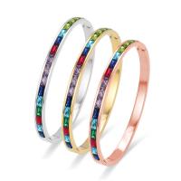 Titanium Steel Bangle fashion jewelry & micro pave cubic zirconia & for woman Length 17 cm Sold By PC