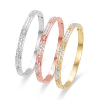 Titanium Steel Bangle, fashion jewelry & Unisex & with rhinestone, more colors for choice, 60x5x48mm, Length:17 cm, Sold By PC