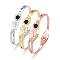 Titanium Steel Bangle, fashion jewelry & for woman & with rhinestone, more colors for choice, 58x8x48mm, Sold By PC