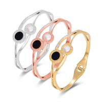 Titanium Steel Bangle, fashion jewelry & for woman & with rhinestone, more colors for choice, 60x12x48mm, Sold By PC