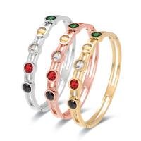 Titanium Steel Bangle, fashion jewelry & for woman & hollow, more colors for choice, 60x50mm, Length:17 cm, Sold By PC