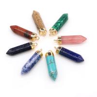 Gemstone Pendants Jewelry, Natural Stone, with Brass, Conical, gold color plated, different materials for choice & Unisex, more colors for choice, 8x35mm, Sold By PC
