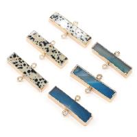 Gemstone Connector, Natural Stone, with Brass, Rectangle, gold color plated, different materials for choice & 1/1 loop, more colors for choice, 36x20mm, Sold By PC