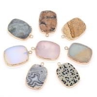 Gemstone Pendants Jewelry, Natural Stone, with Brass, Rectangle, gold color plated, different materials for choice & Unisex, more colors for choice, 22x32mm, Sold By PC