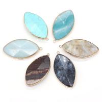 Gemstone Pendants Jewelry, Natural Stone, with Brass, Horse Eye, gold color plated, different materials for choice & Unisex & faceted, more colors for choice, 30x56mm, Sold By PC