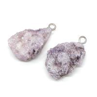 Pendentif en agate de quartz glacé, agate quartz de glace, Irrégulière, unisexe, violet, 20x25-23x30mm, Vendu par PC