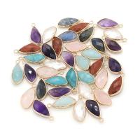 Gemstone Pendants Jewelry, Natural Stone, with Brass, Teardrop, gold color plated, different materials for choice & Unisex & faceted, more colors for choice, 11x25mm, Sold By PC