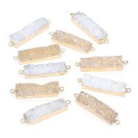 Ice Quartz Agate Connetor, with Brass, Rectangle, gold color plated, DIY & 1/1 loop, more colors for choice, 10x43mm, Sold By PC