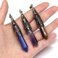 Gemstone Pendants Jewelry Natural Stone with Zinc Alloy Conical antique bronze color plated & Unisex Sold By PC