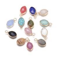 Gemstone Pendants Jewelry, Natural Stone, with Brass, Oval, gold color plated, different materials for choice & Unisex & faceted, more colors for choice, 10x16mm, Sold By PC
