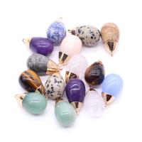 Gemstone Pendants Jewelry Natural Stone with Brass Teardrop gold color plated & Unisex Sold By PC