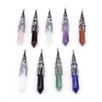 Gemstone Pendants Jewelry, Natural Stone, with Tibetan Style, Conical, platinum color plated, different materials for choice & Unisex, more colors for choice, 12x70mm, Sold By PC