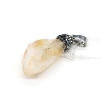 Citrine Pendant, with Rhinestone Clay Pave, irregular, Unisex, yellow, 18x38-20x45mm, Sold By PC