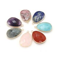 Gemstone Pendants Jewelry Natural Stone with Brass Teardrop gold color plated & Unisex & faceted Sold By PC