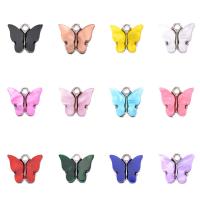 Zinc Alloy Animal Pendants with Acrylic Butterfly silver color plated fashion jewelry nickel lead & cadmium free 13- Sold By Bag