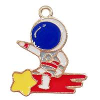 Zinc Alloy Enamel Pendants Astronaut gold color plated mixed colors nickel lead & cadmium free Sold By Bag