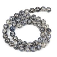 Perles agate veines de dragon naturelles, Rond, DIY & normes différentes pour le choix, blanc et noir, Vendu par Environ 14.96 pouce brin