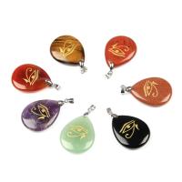 Gemstone Pendants Jewelry with Brass Teardrop silver color plated & Unisex Sold By PC