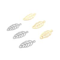 Stainless Steel Pendants, 304 Stainless Steel, Leaf, Galvanic plating, polished & DIY & Unisex, more colors for choice, 13x5.50x0.30mm, Hole:Approx 1mm, Sold By PC