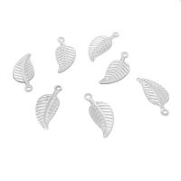 Stainless Steel Pendants, 304 Stainless Steel, Leaf, polished, polished & DIY & Unisex, original color, 14x6x0.30mm, Hole:Approx 1mm, Sold By PC