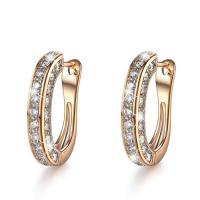 Zinc Alloy Huggie Hoop Earring Vacuum Ion Plating fashion jewelry & polished & for woman & with rhinestone Sold By Pair