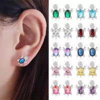 Rhinestone Earring Zinc Alloy Turtle Vacuum Ion Plating fashion jewelry & for woman & with rhinestone Sold By Pair