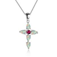 Cink Alloy nakit ogrlice, Križ, S privjeskom & modni nakit & za žene & s Rhinestone, više boja za izbor, 27mm, Dužina 48 cm, Prodano By PC