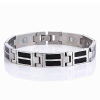 Stainless Steel Jewelry Bracelet, Titanium Steel, fashion jewelry & anti-fatigue & for man & enamel, 9mm, Length:Approx 8.26 Inch, Sold By PC