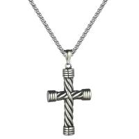 Stainless Steel Jewelry Necklace, 304 Stainless Steel, Cross, fashion jewelry & for man, original color, 3mm,30*50mm, Length:Approx 19.68 Inch, Sold By PC