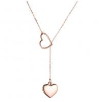 Ожерелье из нержавеющей стали , Нержавеющая сталь 304, Сердце, ювелирные изделия моды & Женский, под розовое золото, 16mm, длина:Приблизительно 17.72 дюймовый, продается PC