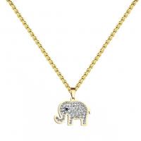 Stainless Steel Jewelry Necklace 304 Stainless Steel Elephant fashion jewelry & for woman & with rhinestone Length Approx 19.68 Inch Sold By PC