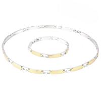 Fashion Stainless Steel Jewelry Sets bracelet & necklace 304 Stainless Steel Vacuum Ion Plating 2 pieces & fashion jewelry & Unisex 6mm Length Approx 7.87 Inch Approx 19.69 Inch Sold By Set