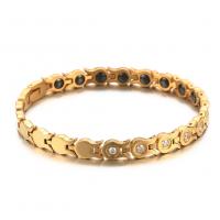 Bijoux bracelet en acier inoxydable, Acier inoxydable 304, avec zircon cubique, bijoux de mode & unisexe, doré, 6.50mm, Longueur:Environ 8.07 pouce, Vendu par PC