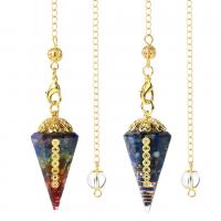 Brass Pendulum with Gemstone Conical gold color plated nickel lead & cadmium free Length Approx 11.81 Inch Sold By PC