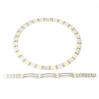 Fashion Stainless Steel Jewelry Sets bracelet & necklace 304 Stainless Steel Vacuum Ion Plating 2 pieces & fashion jewelry & for man 12mm Length Approx 19.69 Inch Approx 7.87 Inch Sold By Set