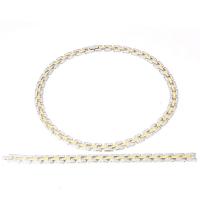 Fashion Stainless Steel Jewelry Sets, bracelet & necklace, 304 Stainless Steel, Vacuum Ion Plating, 2 pieces & fashion jewelry & Unisex, 10mm, Length:Approx 18.9 Inch, Approx 7.87 Inch, Sold By Set