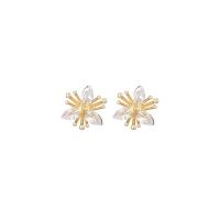 Brass Earring Stud Component 14K gold-filled fashion jewelry & micro pave cubic zirconia nickel lead & cadmium free Sold By Lot