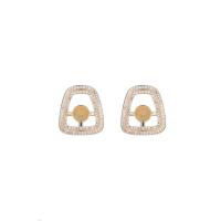 Brass Earring Stud Component, 14K gold-filled, fashion jewelry & DIY & micro pave cubic zirconia, more colors for choice, nickel, lead & cadmium free, 2Pairs/Lot, Sold By Lot