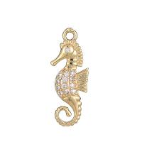 Cubic Zirconia Micro Pave Brass Pendant Seahorse 14K gold-filled DIY & micro pave cubic zirconia nickel lead & cadmium free Sold By Lot