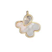 Cubic Zirconia Brass Pendants, with Cubic Zirconia & White Shell, Cloud, 14K gold-filled, DIY & different styles for choice, more colors for choice, nickel, lead & cadmium free, 2PCs/Lot, Sold By Lot