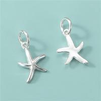 925 Sterling Silver Pendant, Starfish, DIY, silver color, 10x13mm, Hole:Approx 4mm, Sold By PC