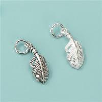 925 Sterling Silver Pendant, Feather, DIY, more colors for choice, 7.70x18mm, Hole:Approx 4mm, Sold By PC