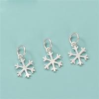 925 Sterling Silver Pendant, Snowflake, DIY, silver color, 8.50x11mm, Hole:Approx 4mm, Sold By PC