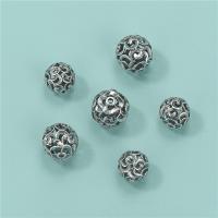 925 Sterling Silver Beads, Round, vintage & DIY & different size for choice & hollow, Hole:Approx 1.3mm, Sold By PC