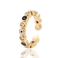 Cúbicos Circonia Micro Pave anillo de latón, metal, chapado en color dorado, Ajustable & para mujer & esmalte & con diamantes de imitación, 24mm, Vendido por UD