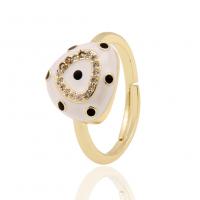 Cubique anneau en laiton Circonia Micro Pave, Placage de couleur d'or, Réglable & pavé de micro zircon & pour femme & émail, 22mm, Vendu par PC