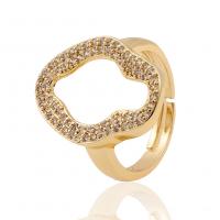 Cúbicos Circonia Micro Pave anillo de latón, metal, chapado en color dorado, Ajustable & micro arcilla de zirconia cúbica & para mujer & hueco, 21mm, Vendido por UD