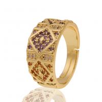 Cúbicos Circonia Micro Pave anillo de latón, metal, chapado en color dorado, Ajustable & micro arcilla de zirconia cúbica & para mujer, 21mm, Vendido por UD